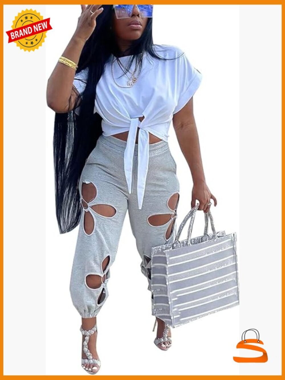 Crop Top High Rise Track Pants 2 Piece Set